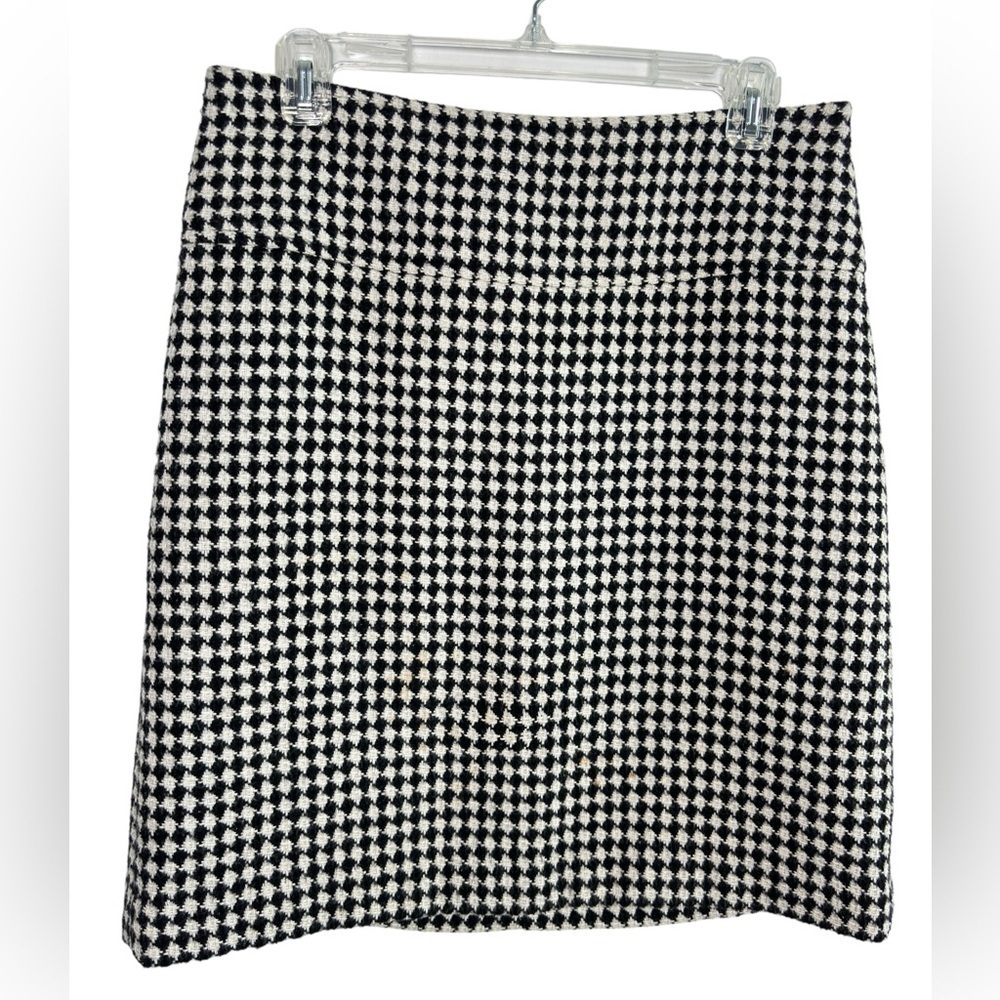 Talbots Pencil Skirt Tweed Wool Blend Lined Size 6 Black White Diamond Classic